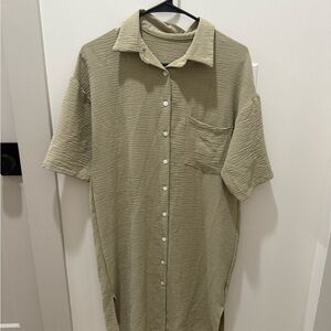 Olive Green Woman’s Button Dress